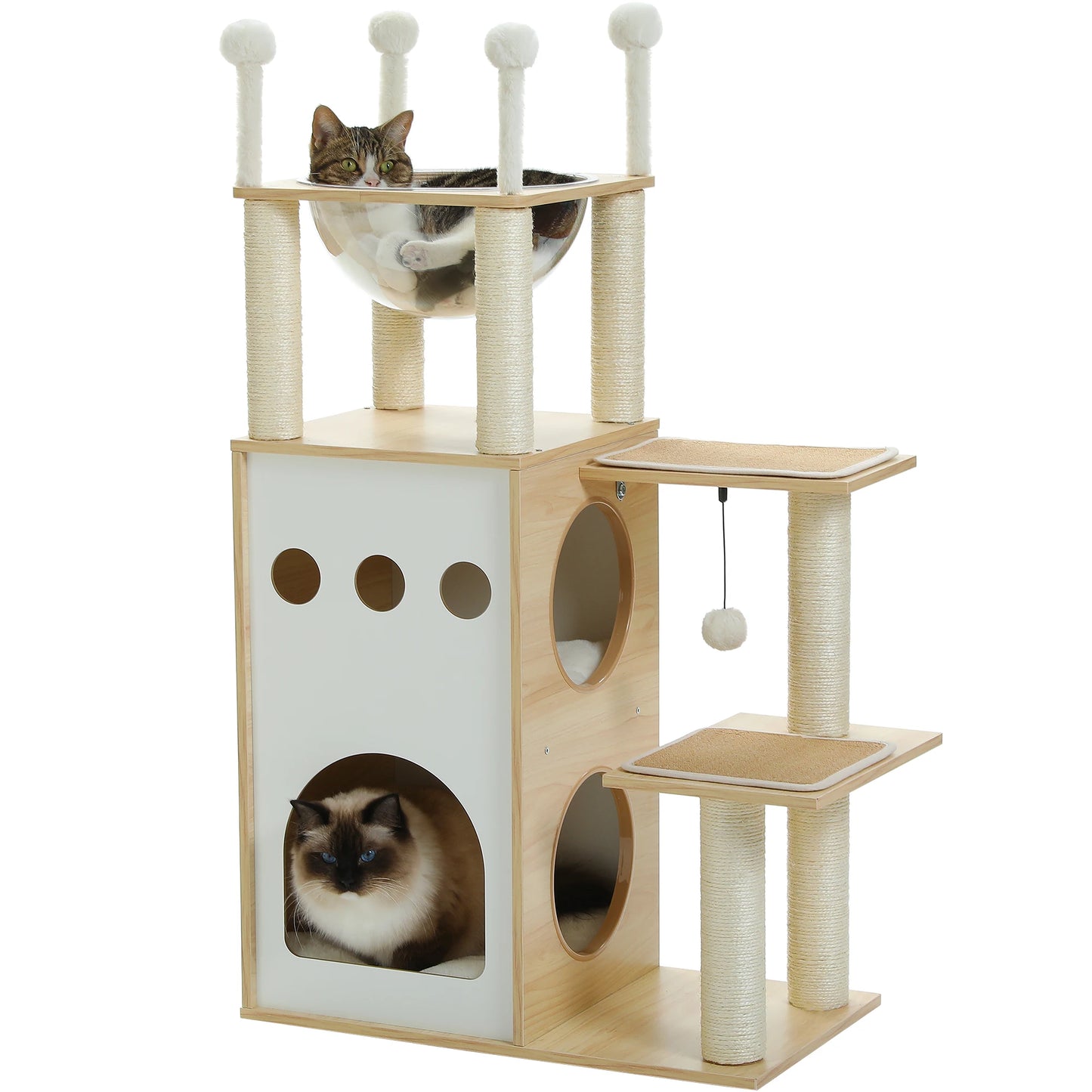 PETEPELA Modern Cat Tree Tower With Two Floor Condo And Scratching Posts