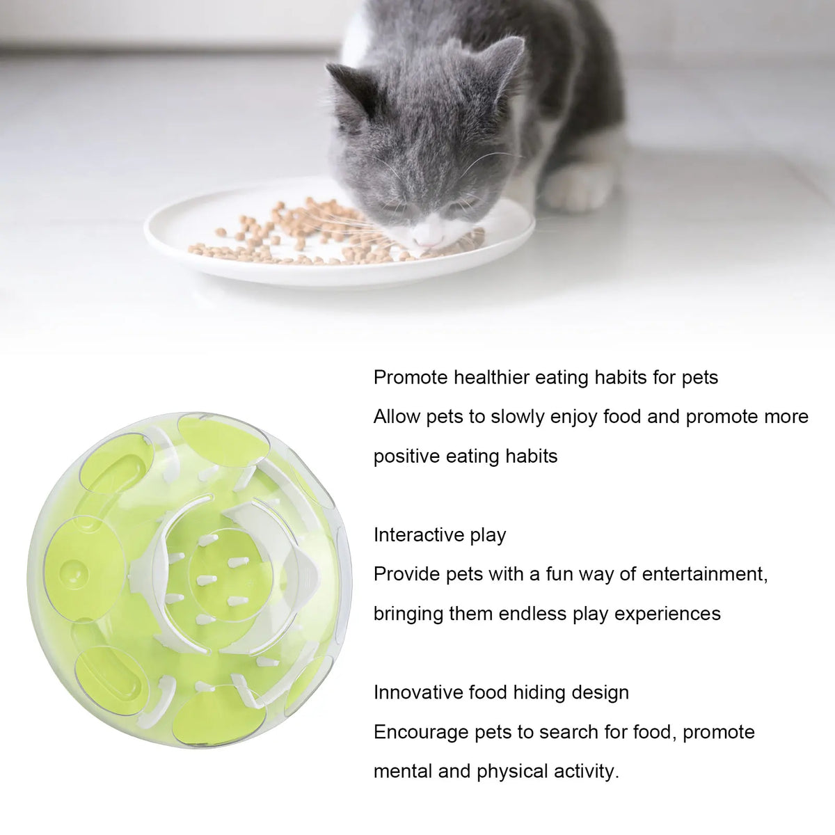 Interactive Cat Puzzle Feeder Slow Food Dispenser Toy For Cats by Annie N Poe Cattastic Supplies