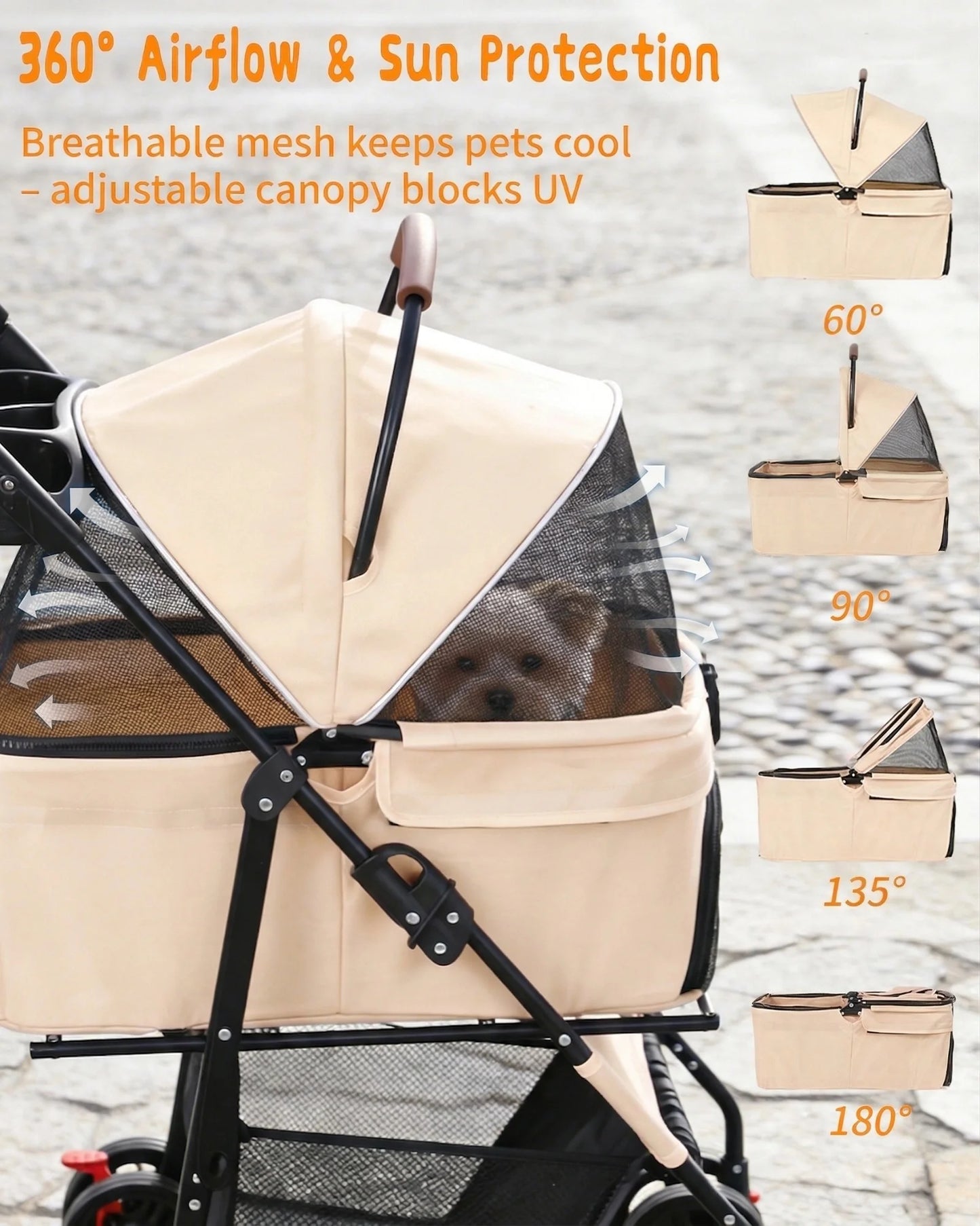 Cabusatly 2-In-1 Pet Stroller Foldable For Small Dogs And Cats