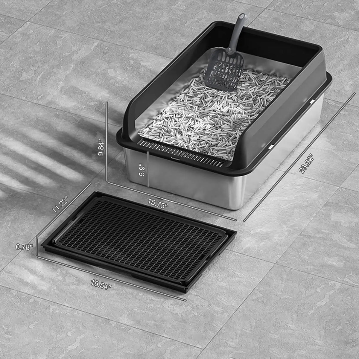Garvee Stainless Steel Covered Cat Litter Box With Lid by Annie N Poe Cattastic Supplies