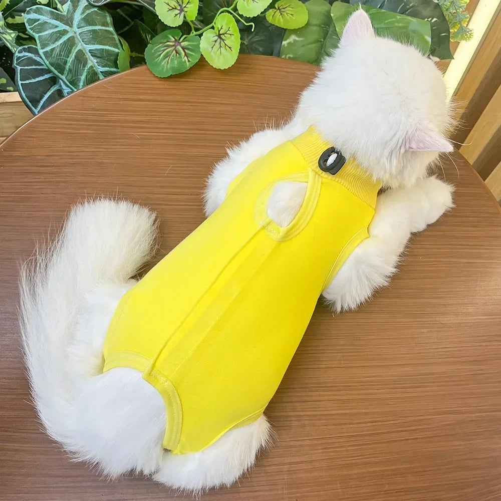 Anti Licking Pet Cat Clothes Girls Kitten Overall Pajamas Cat Clothes Recovery Suit Female Jumpsuit Cat Sterilization Vest Shirt