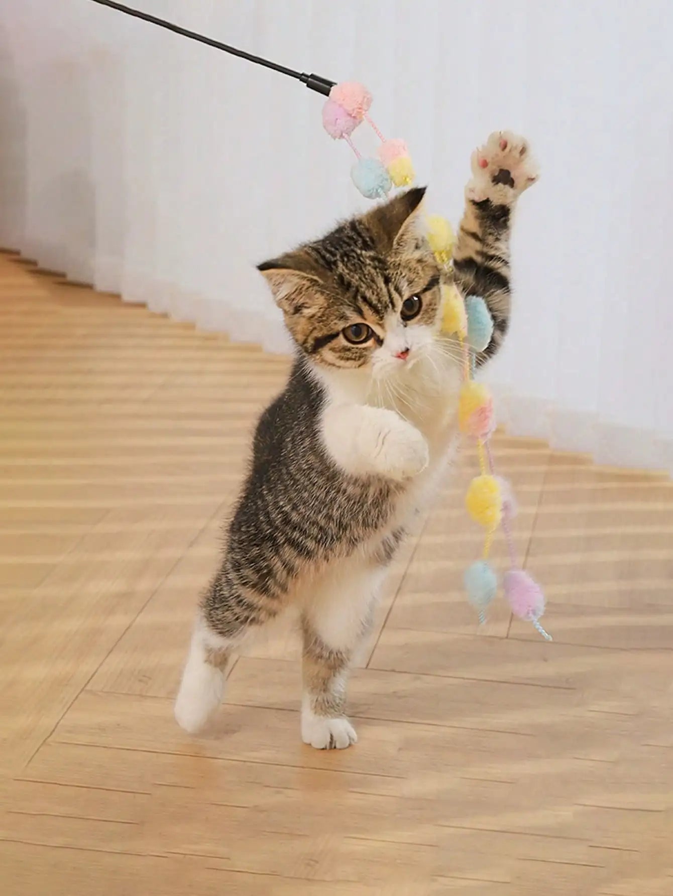 2pcs Cat Teaser Stick With Bell, Interactive Pet Toy For Self-Entertainment