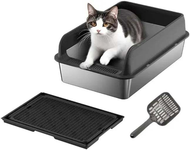 Garvee Stainless Steel Covered Cat Litter Box With Lid by Annie N Poe Cattastic Supplies