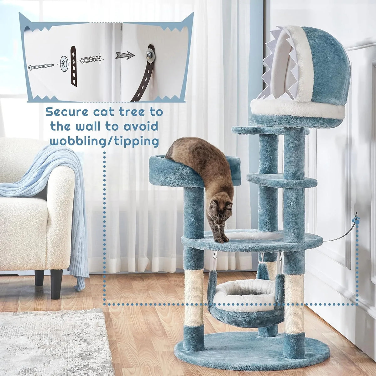 Marine Coastal Design Multi Tier Cat Tower With Bed
