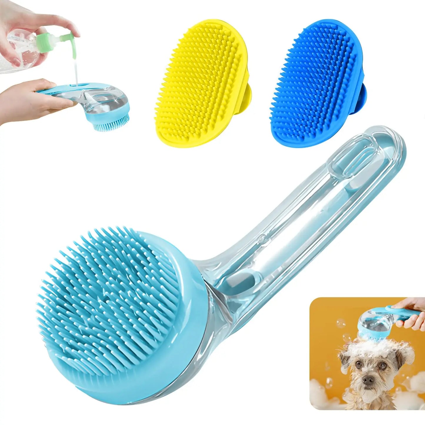 Pet Bath Brush Silicone Grooming Device for Dogs and Cats
