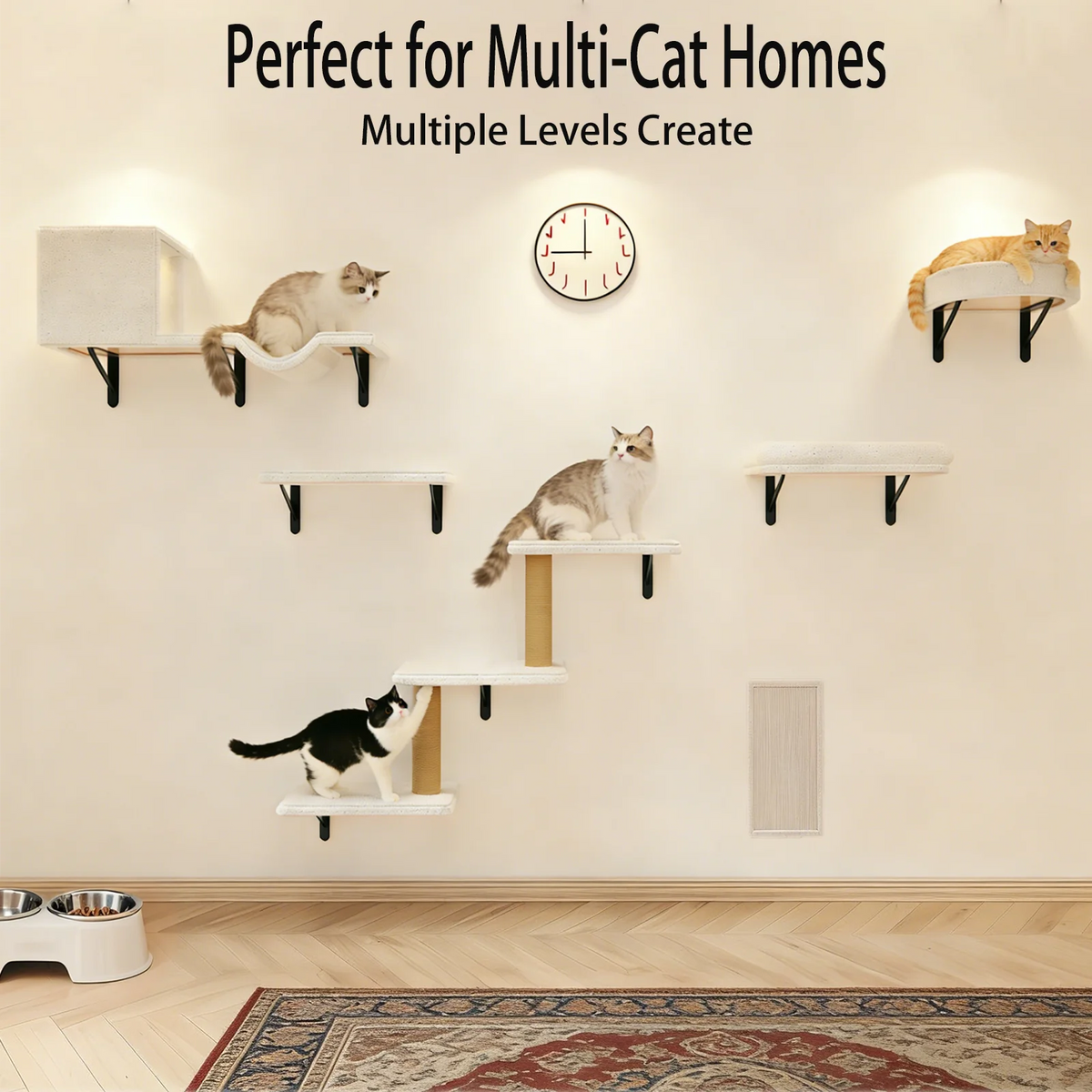 MIUZMORE Wall Mounted Cat Shelves And Scratching Posts Furniture Set