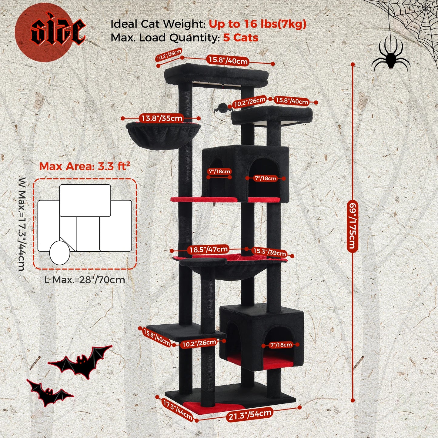 PAWZ Road Tall Cat Tree With Durable Scratching Posts