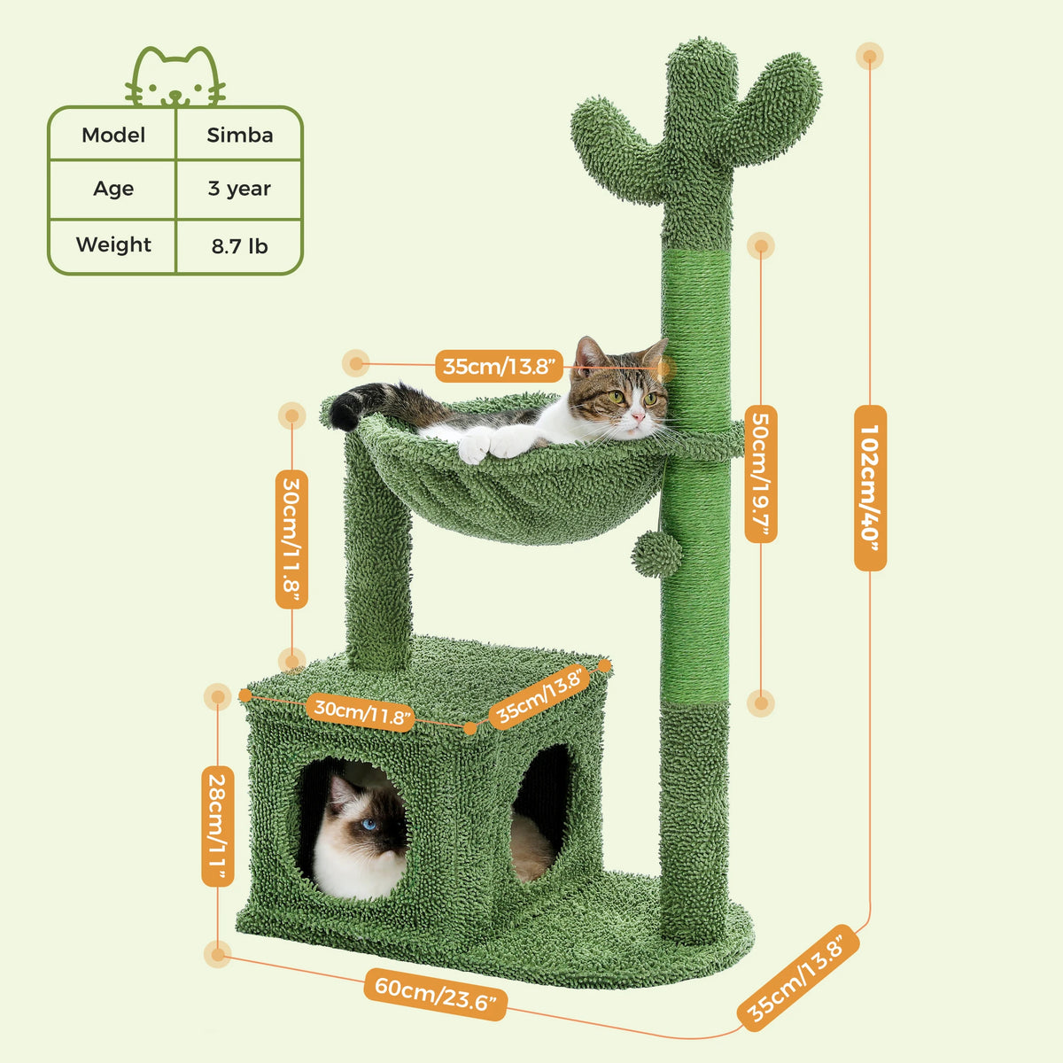 PEQULTI Cat Tree With Condo Hammock And Scratching Post