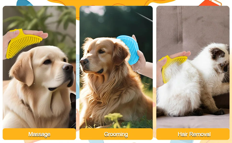 Pet Bath Brush Silicone Grooming Device for Dogs and Cats