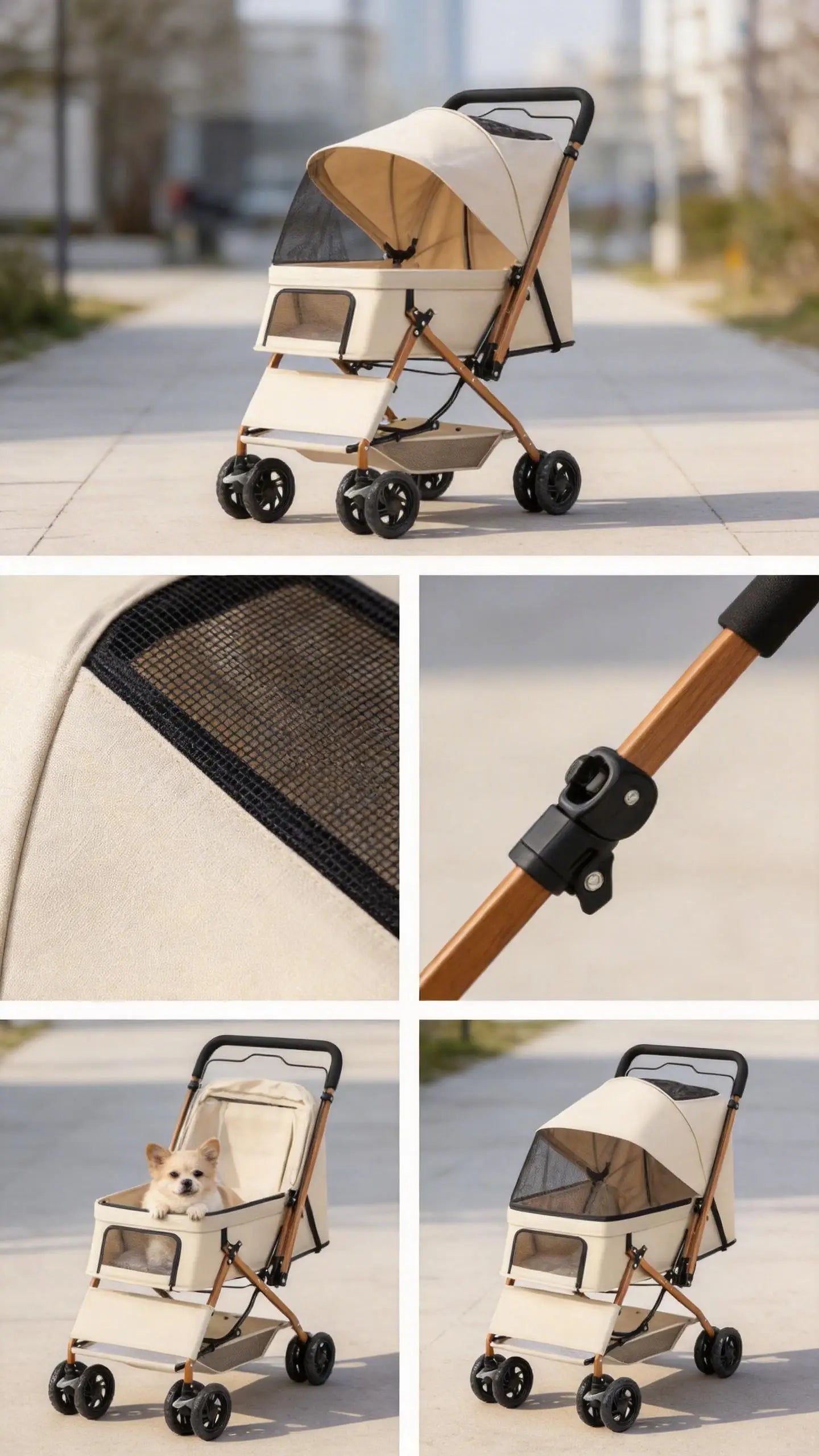 Premium Pet Stroller With Large Space, 4-wheel Stable Pet Cart for Small Medium Dogs Cats, Portable Travel Stroller for Camping
