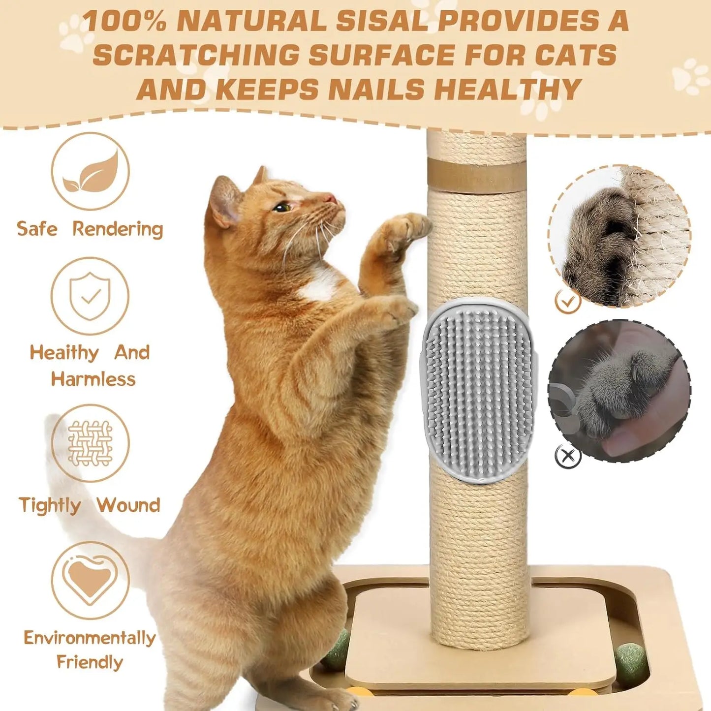 27” Small Cat Tree with 3-Tier Ball Track & Jute Scratching Post, Space-Saving Kitten Tower for