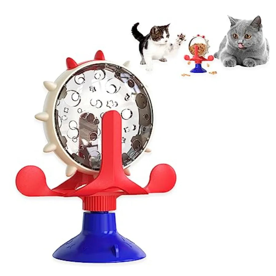 Cat Dog Treat Dispenser Toy - Cat Interactive Feeder 360° Degree Rotating, Food Leakage Device Rotate, Interactive Cat Food Tre