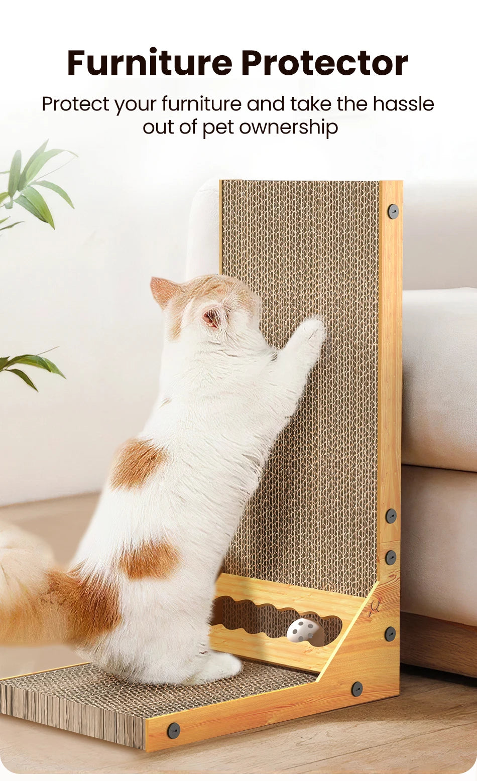 ROJECO Cat Scratcher Cat Scratching Board For Cats Toys L-Shaped Claw Grinding Scraper Mat Cat Furniture Protector Accesories