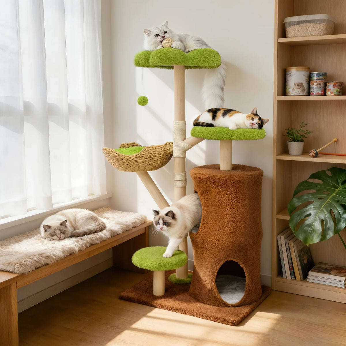 BINGOPAW Multi-Level Cat Tree With Sisal Scratching Posts