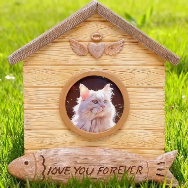 Wood Look Resin Pet Urn With Photo Box Memorial Keepsake by Annie N Poe Cattastic Supplies