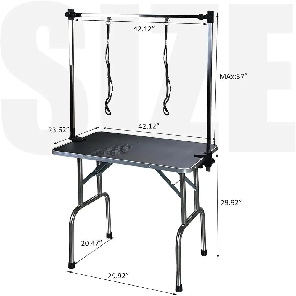 Adjustable Pet Grooming Table With Arm Noose And Mesh Tray Heavy Duty