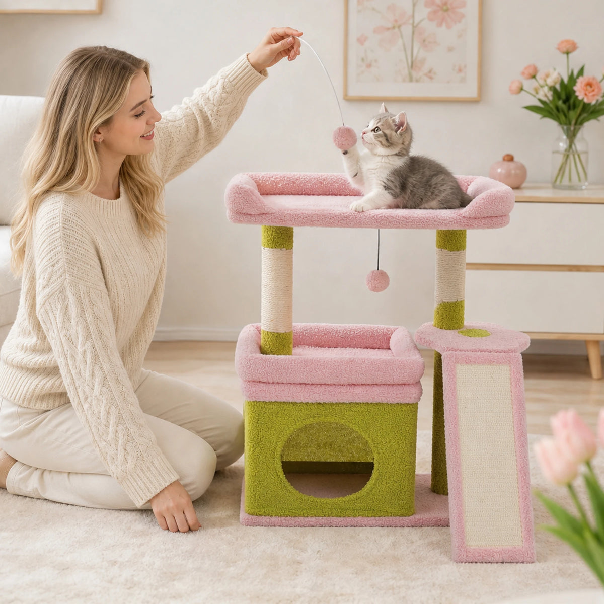 PAWZ Road Indoor Cat Tree With Sisal Scratching Post Perch