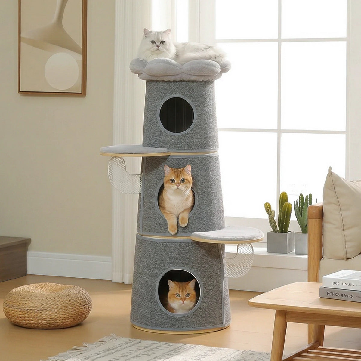 PAWZ Road Modern Cat Tree With Condos And Flower Perch