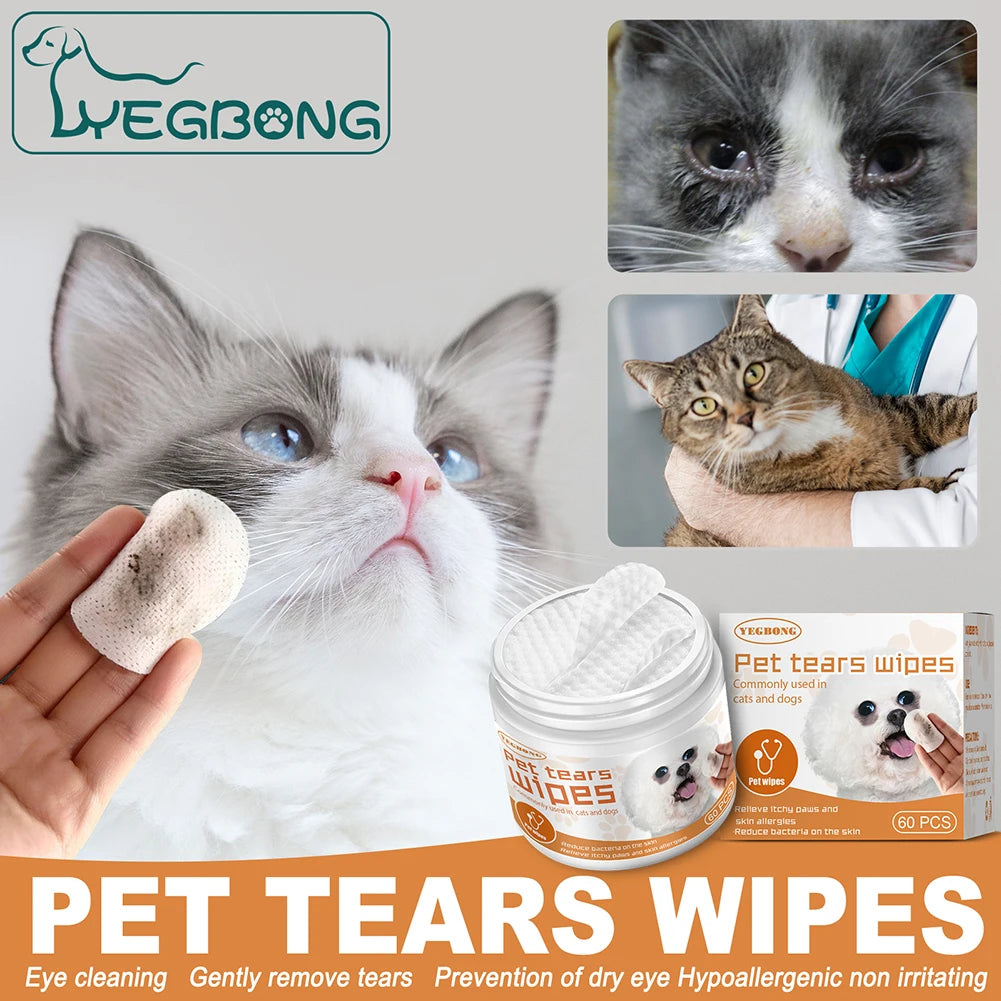 Dog Cat Wet Wipes Ear Stain Remover Nonwoven Cleaning Wipes