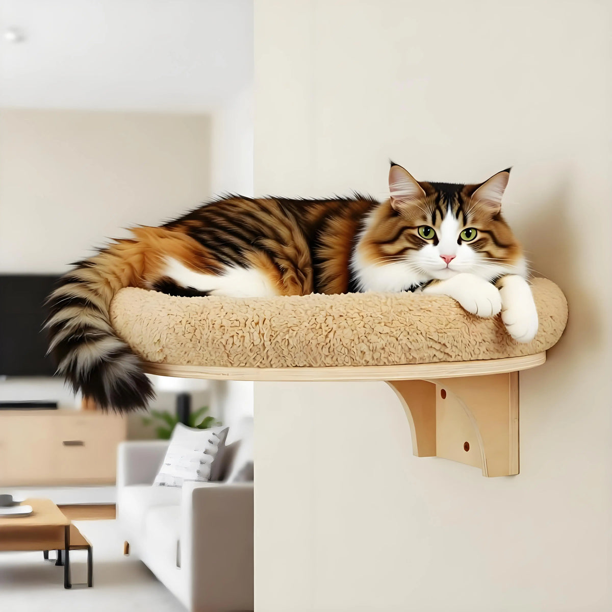 CWV Wall Mounted Cat Climbing Ladder Hammock Scratching Post Perch