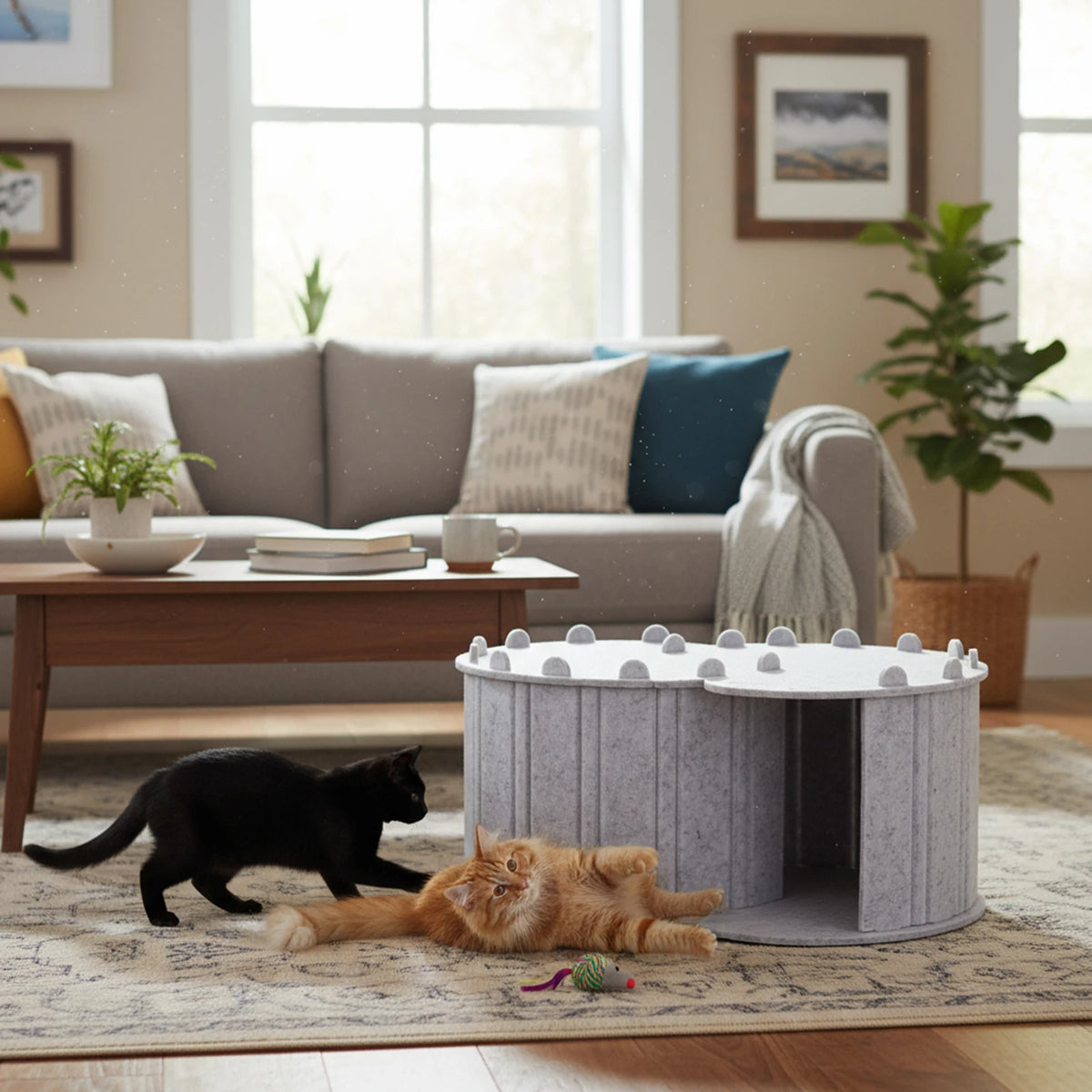 Foldable Felt Cat Tunnel Bed Semi Enclosed Peekaboo Cave