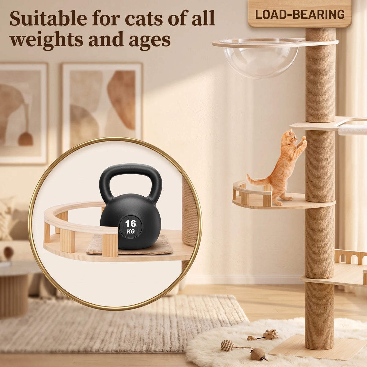 Adjustable Cat Tree With Sisal Posts Hammock And Cozy Capsule