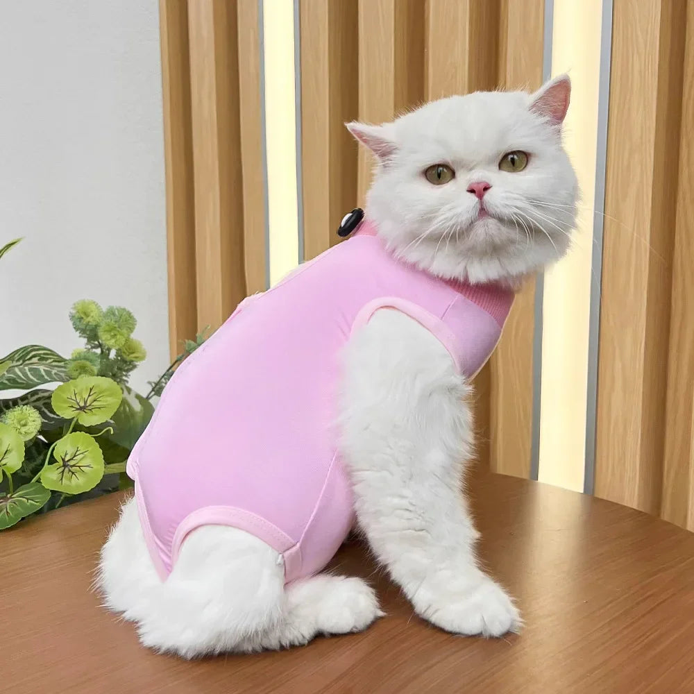 Anti Licking Pet Cat Clothes Girls Kitten Overall Pajamas Cat Clothes Recovery Suit Female Jumpsuit Cat Sterilization Vest Shirt