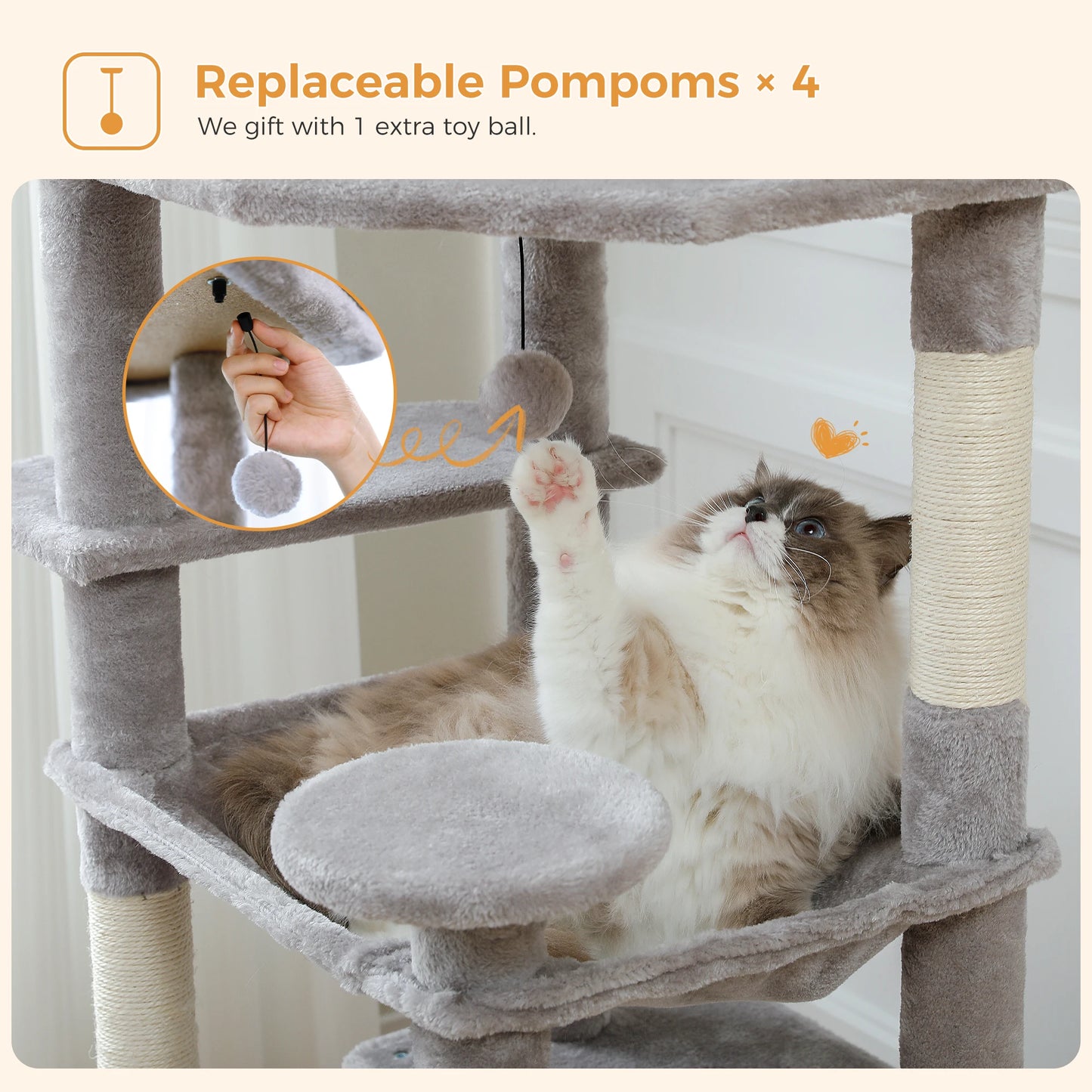 PAWZ Road Large Cat Tree Tower With Scratching Posts Condos