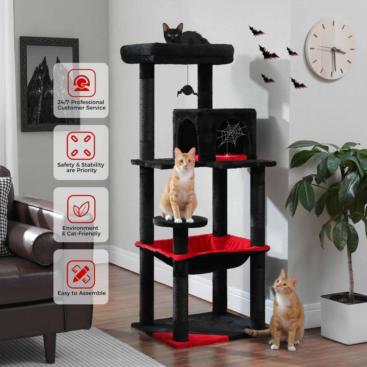 PAWZ Road Gothic Cat Tree Indoor Tall Tower Hammock