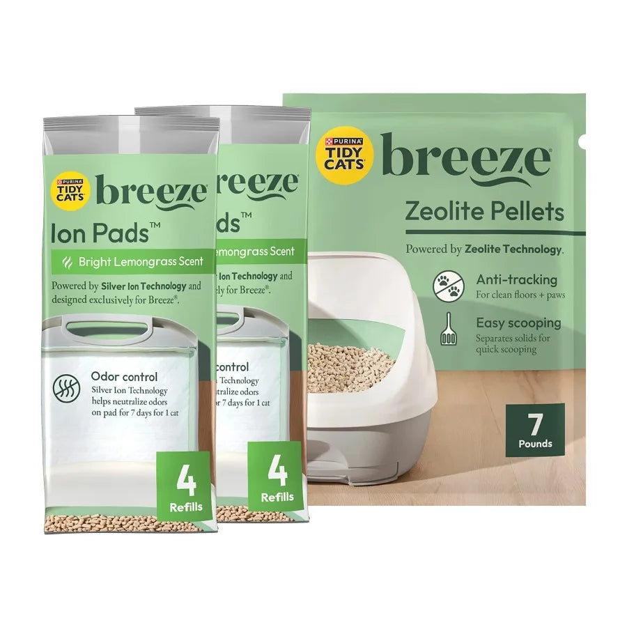 Purina Tidy Cats Breeze Lemongrass Zeolite Pellets And Ion Pads