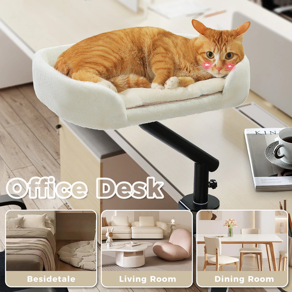 PAWZ Road Rotatable Cat Desk Bed Adjustable Plush Hammock by Annie N Poe Cattastic Supplies