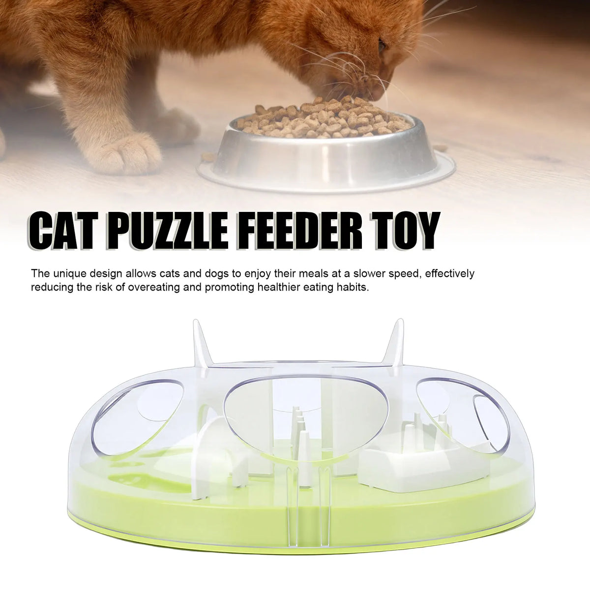 Interactive Cat Puzzle Feeder Slow Food Dispenser Toy For Cats by Annie N Poe Cattastic Supplies
