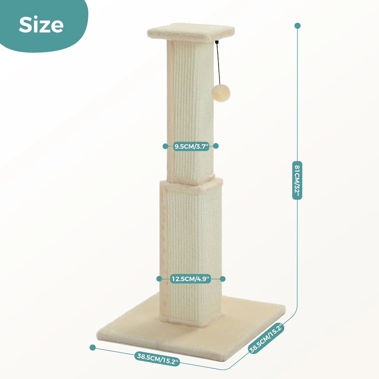 PAWZ Road Large Indoor Cat Scratching Post With Sisal Ball Toy