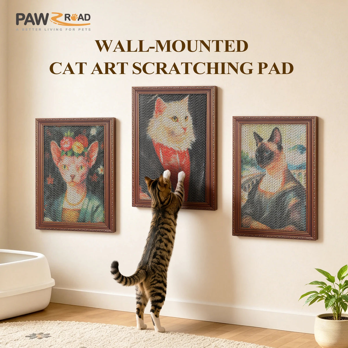 PAWZ Road 3-Pack Corrugated Cat Scratcher With Adhesive Strips