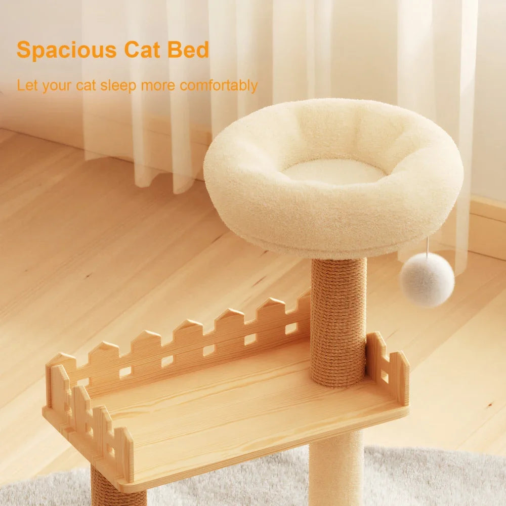 Modern Three Tier Cat Tower With Sisal Posts And Hammock