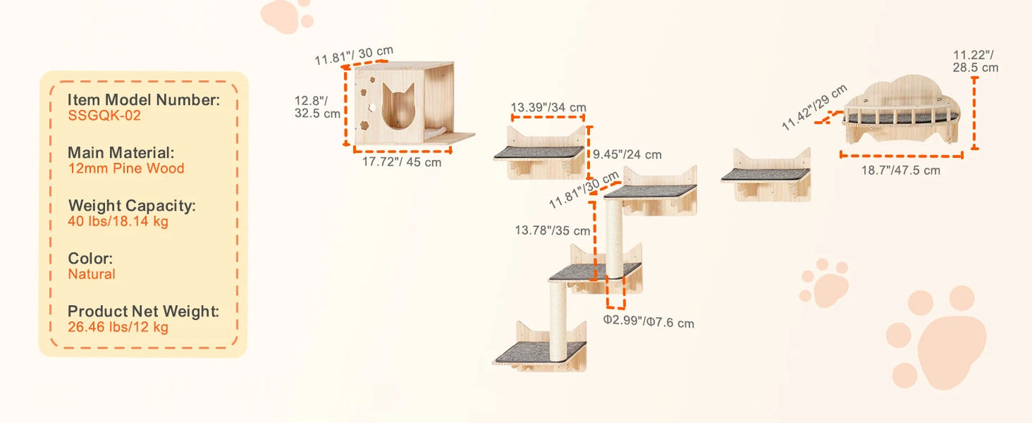 SucceBuy Cat Wall Shelves And Perches With Jumping Boards