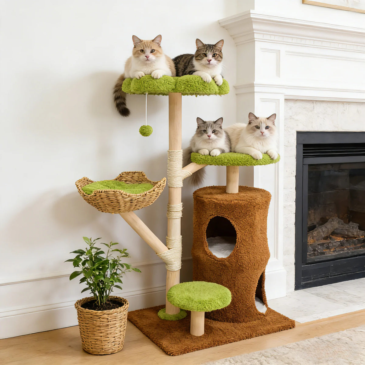 BINGOPAW Multi-Level Cat Tree With Sisal Scratching Posts