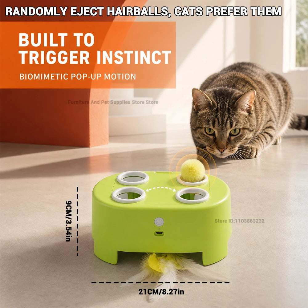 Smart Cat Toy: Self-Entertaining Interactive Cat Wand with Artificial Feathers – Electric Toy Suitable for Small and Large Cats
