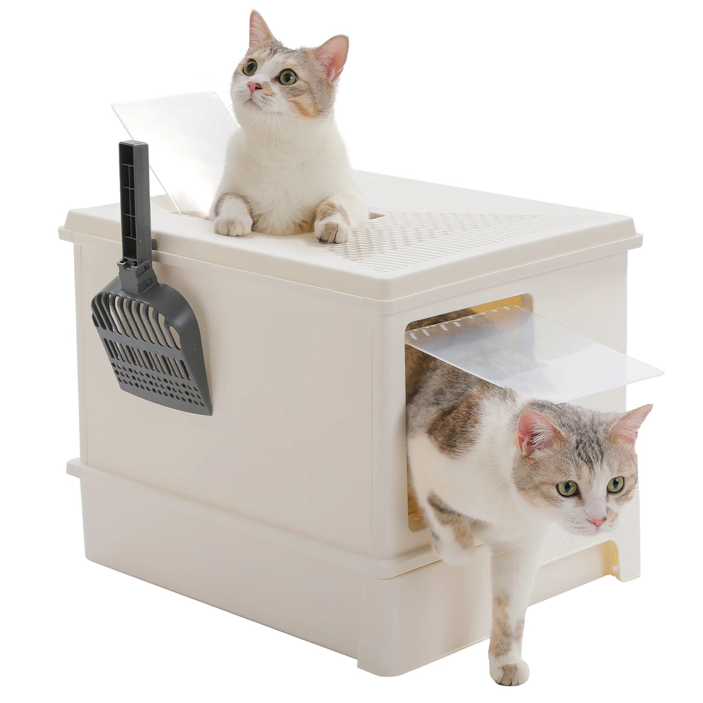 Enclosed Cat Litter Box With Scoop Large Indoor Cat Toilet