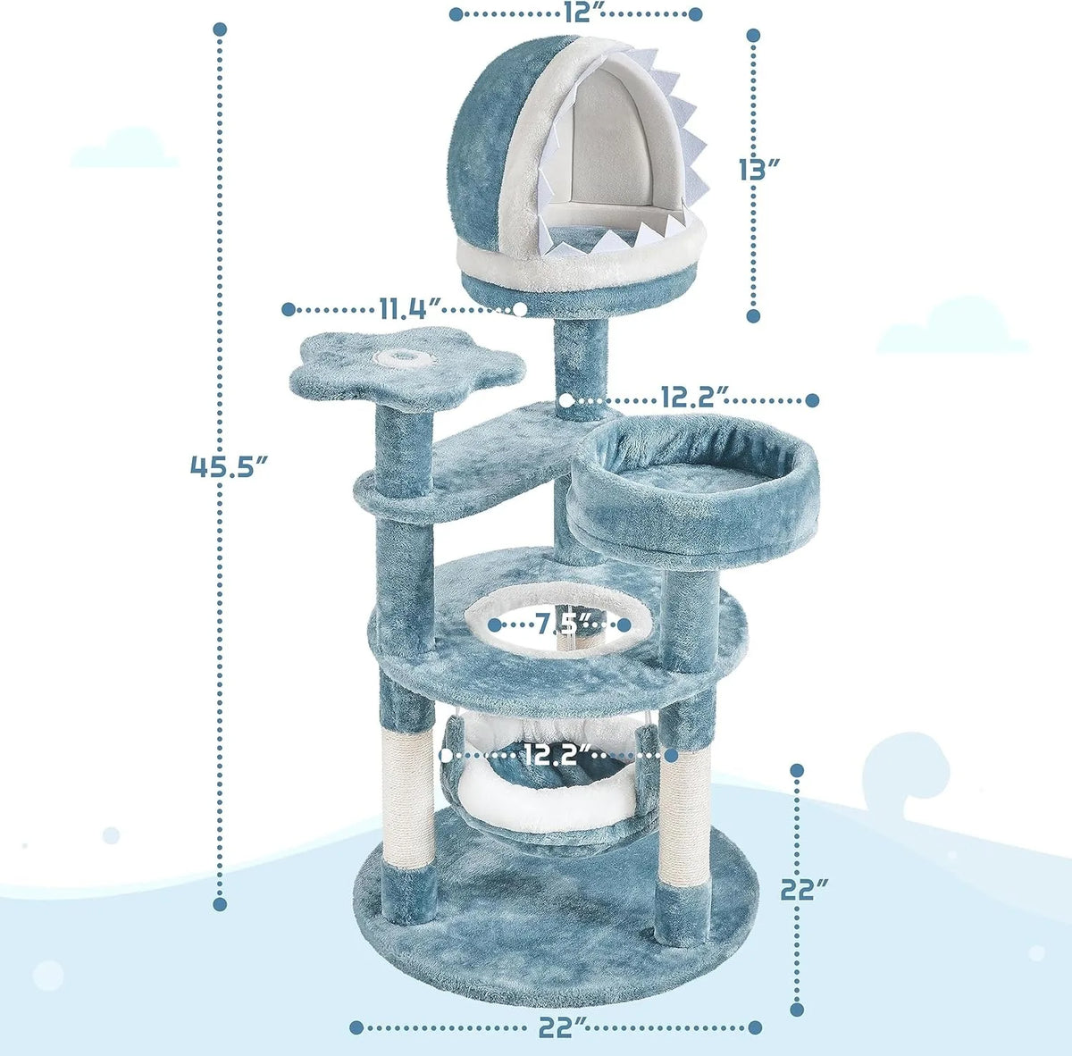 Marine Coastal Design Multi Tier Cat Tower With Bed