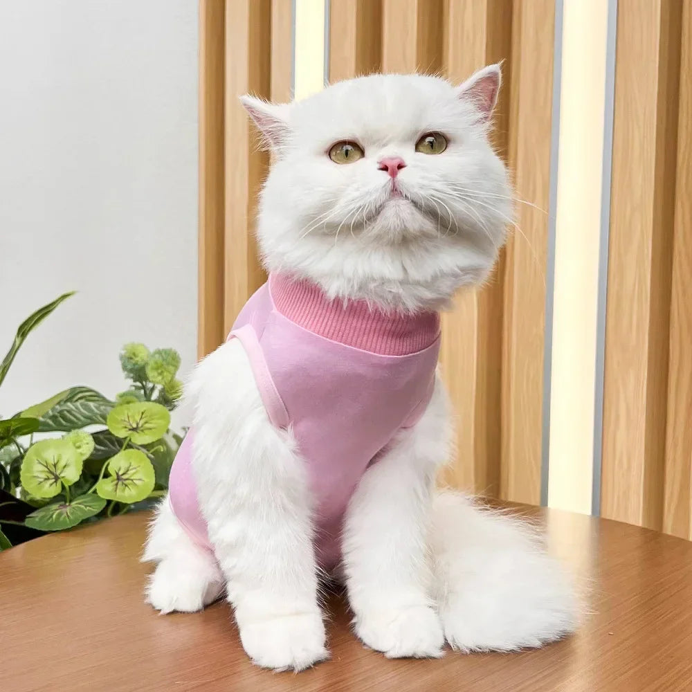 Anti Licking Pet Cat Clothes Girls Kitten Overall Pajamas Cat Clothes Recovery Suit Female Jumpsuit Cat Sterilization Vest Shirt