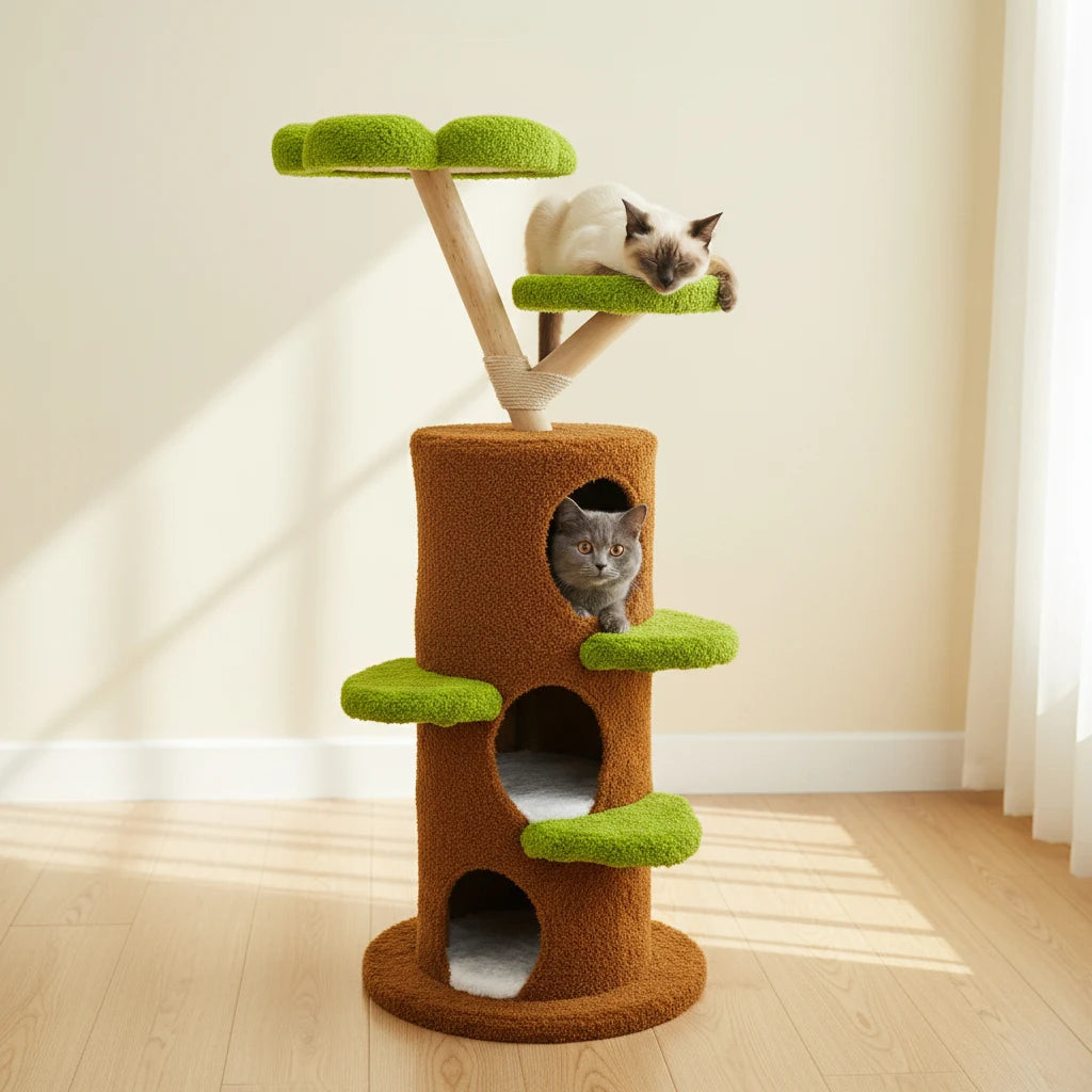 148 cm Tall Cat Tree for Indoor Cats, Large Cat Tower with Luxury Cat Condo, Cat Tree Tower with Soft Cushion, Scratching Board