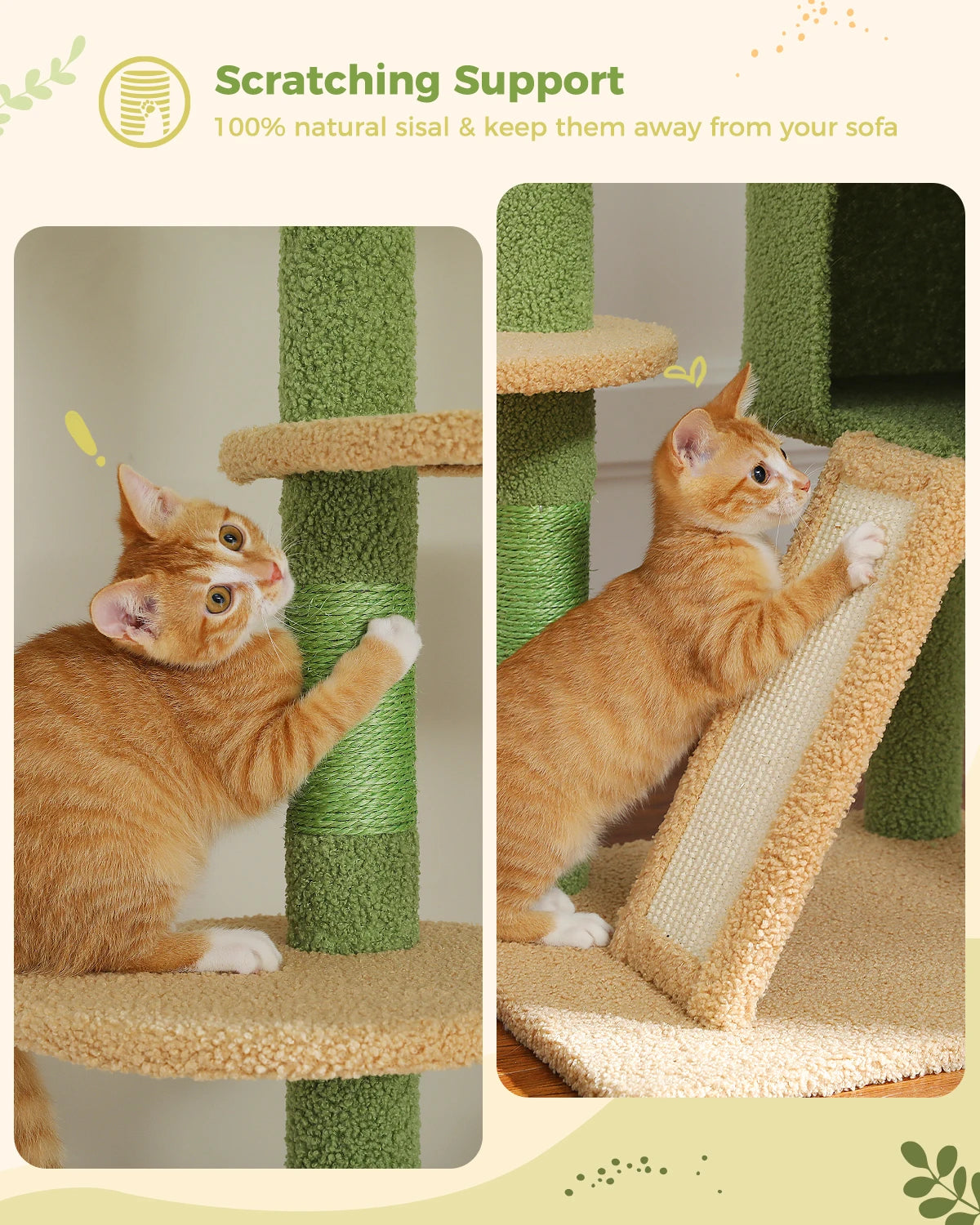 PETEPELA Cactus Cat Tree Floor To Ceiling Adjustable Tower by Annie N Poe Cattastic Supplies