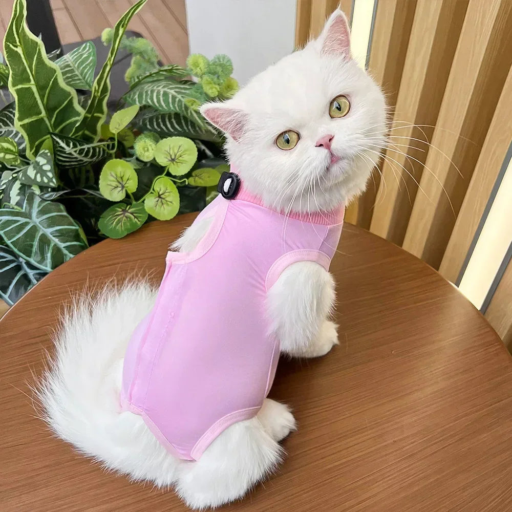 Anti Licking Pet Cat Clothes Girls Kitten Overall Pajamas Cat Clothes Recovery Suit Female Jumpsuit Cat Sterilization Vest Shirt