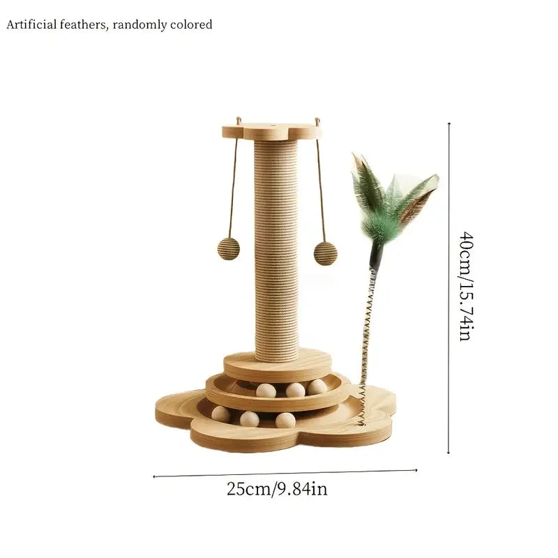 1pcs high-quality cat scratch board rotating platform - wooden fiber chew toy, durable and non shedding cat tree stand, vertical