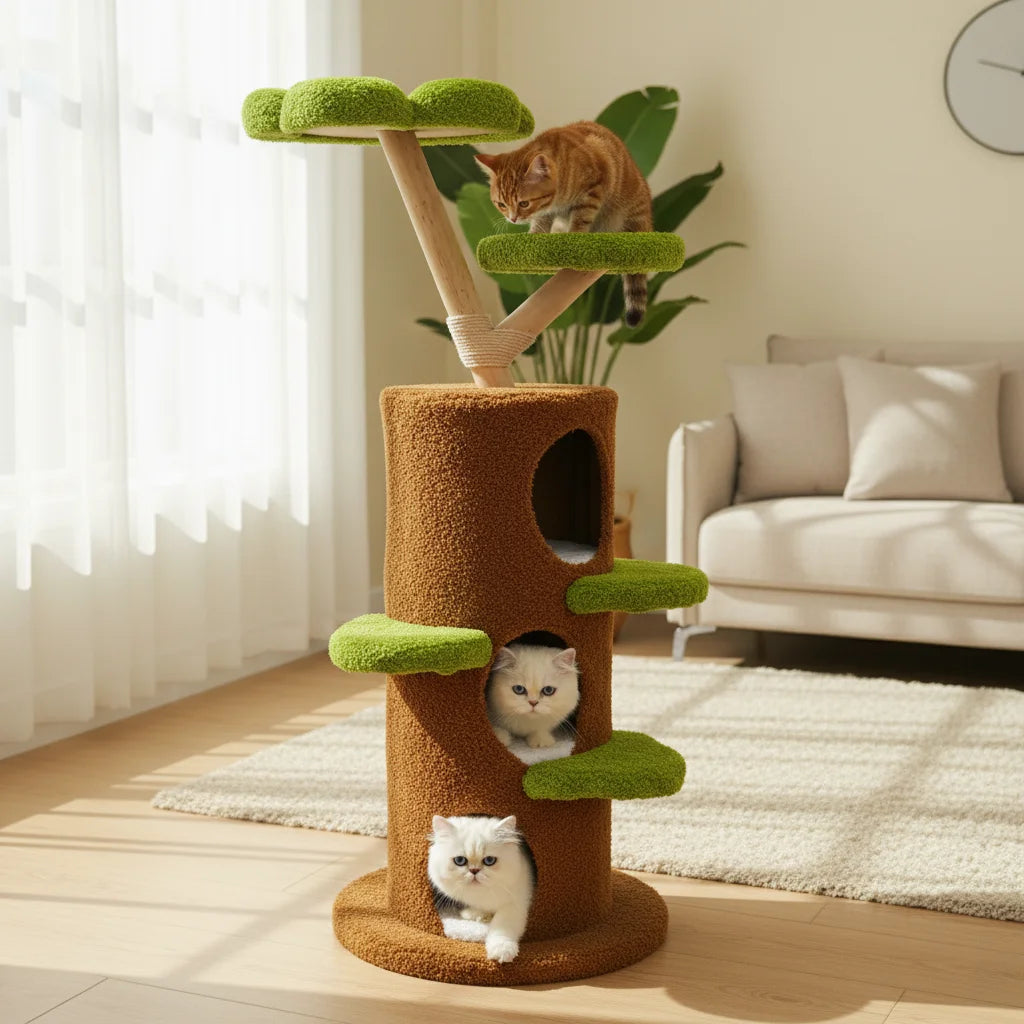 148 cm Tall Cat Tree for Indoor Cats, Large Cat Tower with Luxury Cat Condo, Cat Tree Tower with Soft Cushion, Scratching Board