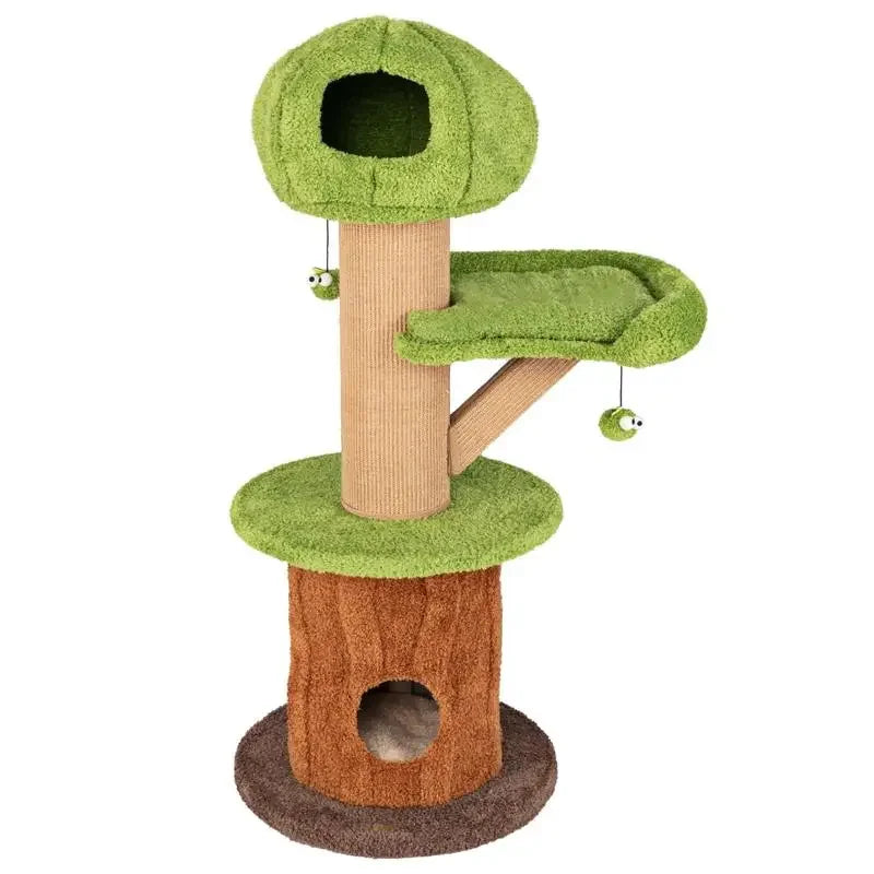 Mushroom Cat Tree For Cats With Plush Condos And Perches
