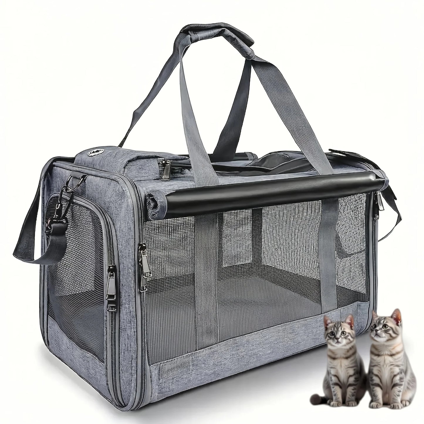 Airline Approved Soft Sided Pet Carrier With Breathable Mesh Leash