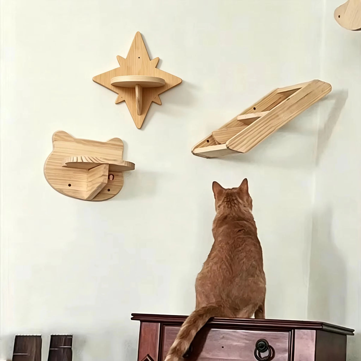 CWV Wall Mounted Cat Shelves Moon Hammock Climbing Perches