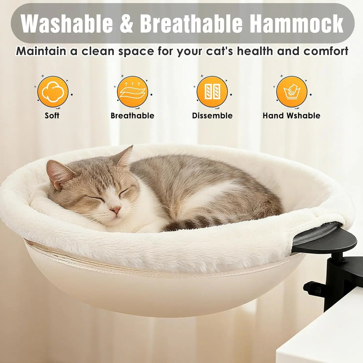 Adjustable Cat Window Perch No Drill Mount Washable Hammock Bed